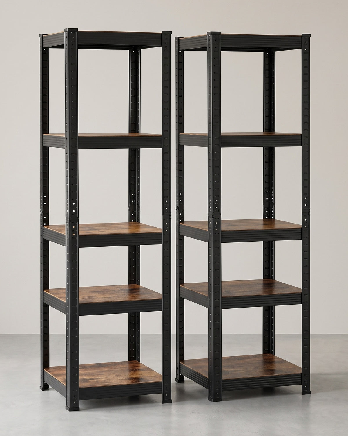 Smal Opbergrek met 5 Verstelbare Planken – Industriële Look – Tot 80 kg per Plank – 37 x 37 x 150 cm