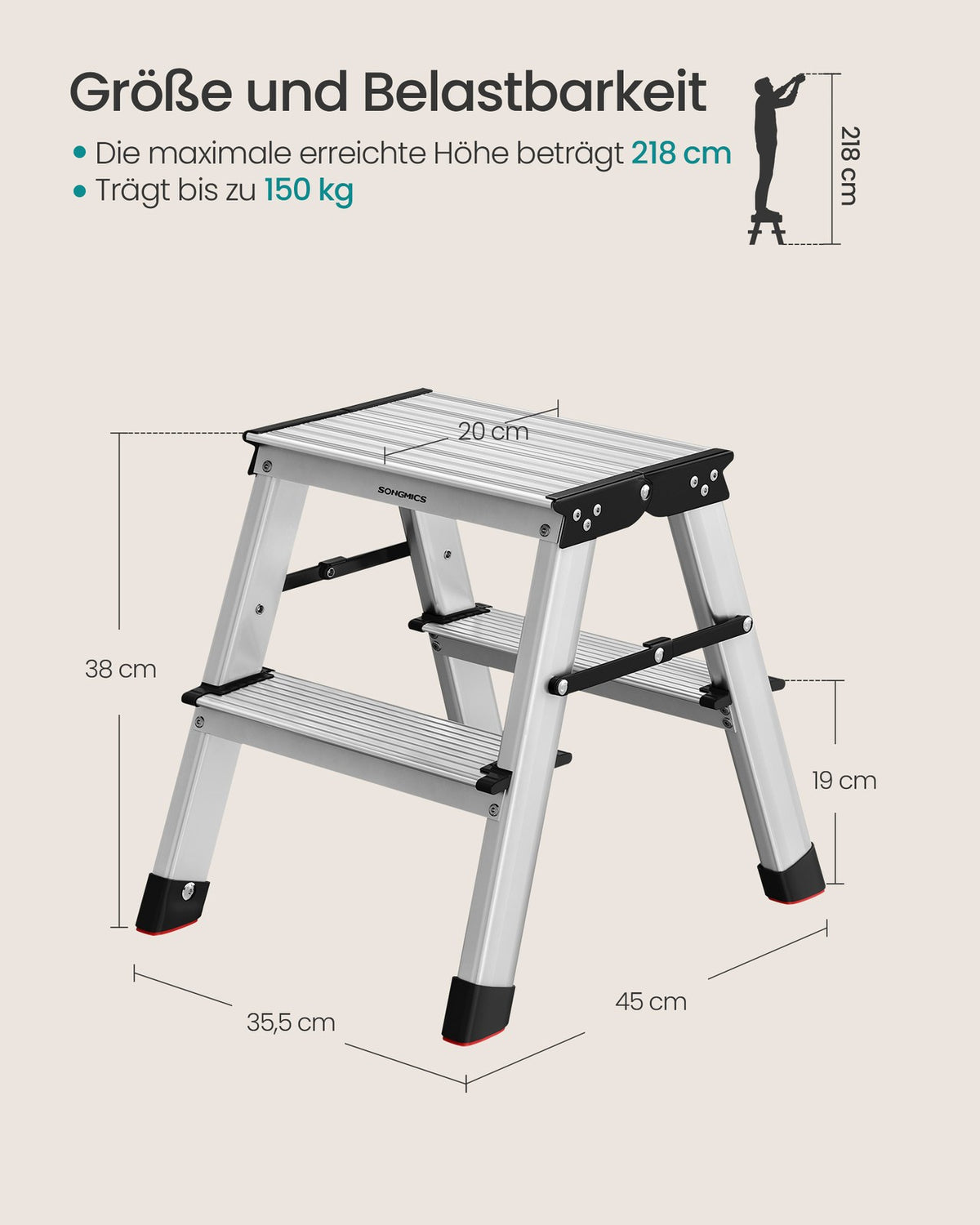 Aluminium Huishoudtrap – Dubbelzijdig & Inklapbaar – Antislip Treden – Tot 150 kg – 2, 3 of 4 Treden