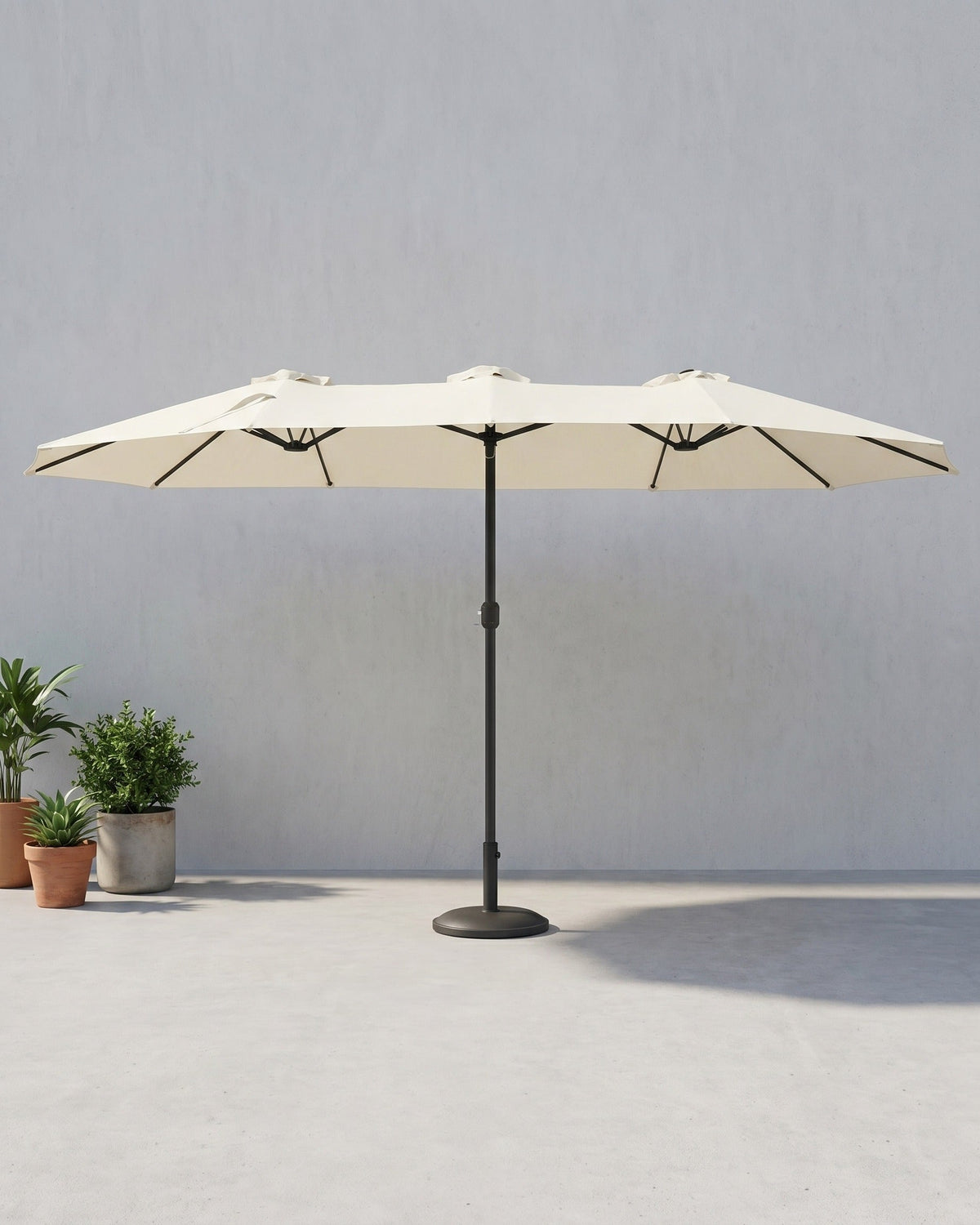 Dubbele Parasol 394 x 200 cm – UV-bescherming UPF 50+ – Met Kurkelslinger – Beige of Grijs