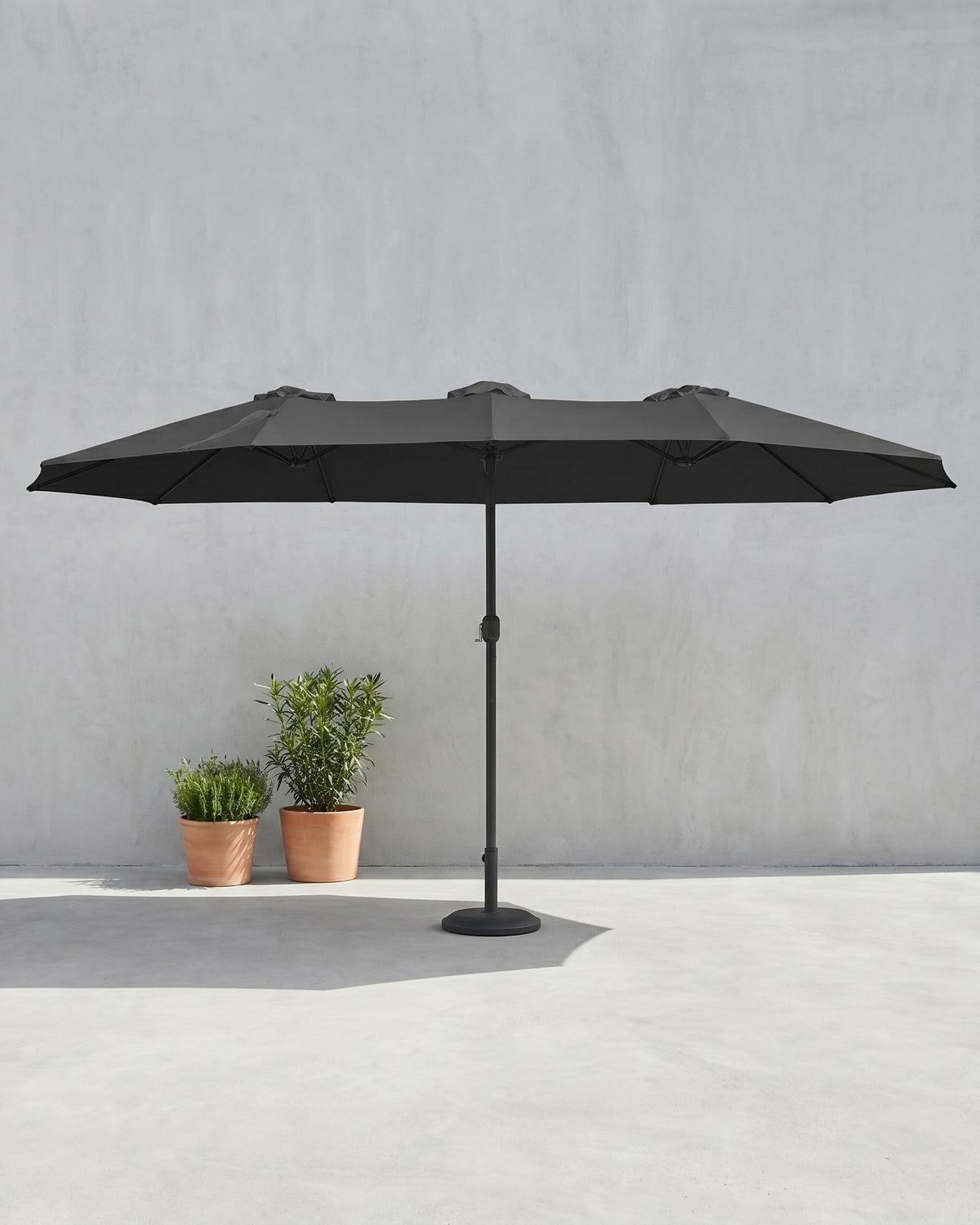 Dubbele Parasol 394 x 200 cm – UV-bescherming UPF 50+ – Met Kurkelslinger – Beige of Grijs
