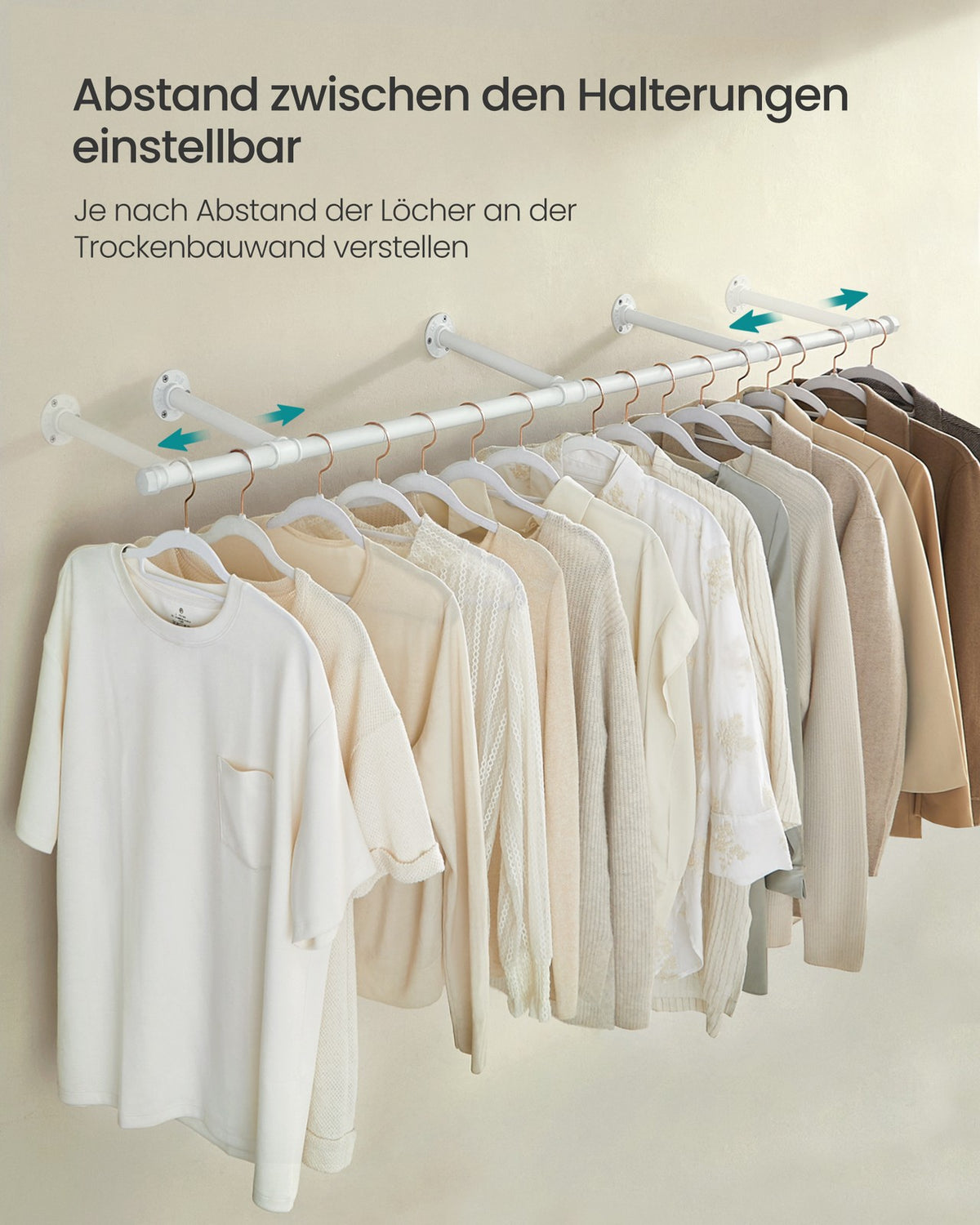 Kledingstang voor Wandmontage – Industrieel Kledingrek van Staal – Tot 68 kg – 170 cm