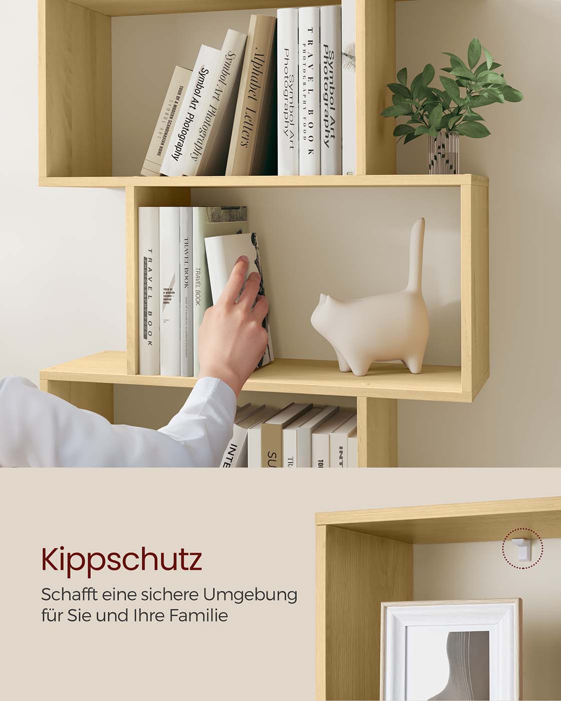 S-vormige Boekenkast – Open Zigzag Kast met 5 of 6 Niveaus – Spaanplaat – 40 of 70 cm Breed