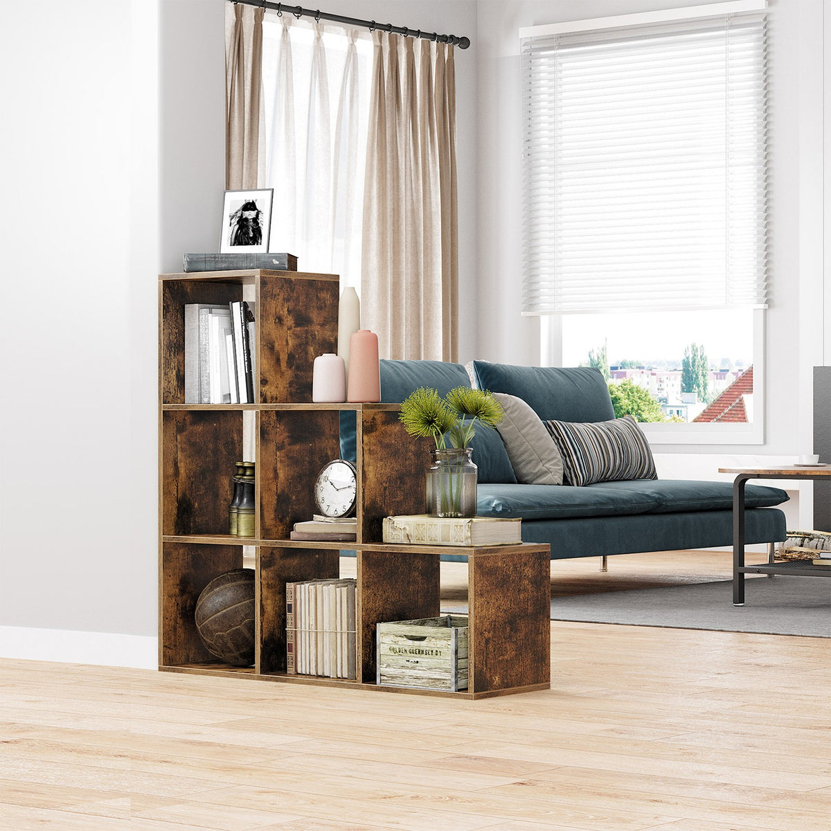 Boekenkast met 10 Vakken – Trapvormig Design – Opbergkast – 129,5 x 29 x 129,5 cm