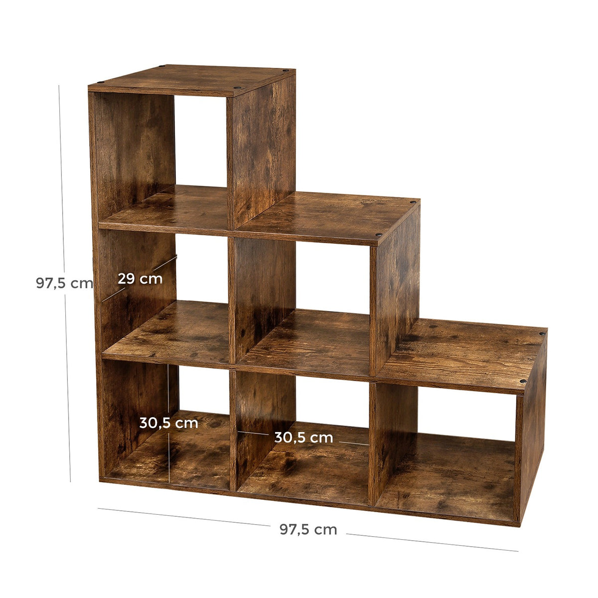 Boekenkast met 10 Vakken – Trapvormig Design – Opbergkast – 129,5 x 29 x 129,5 cm