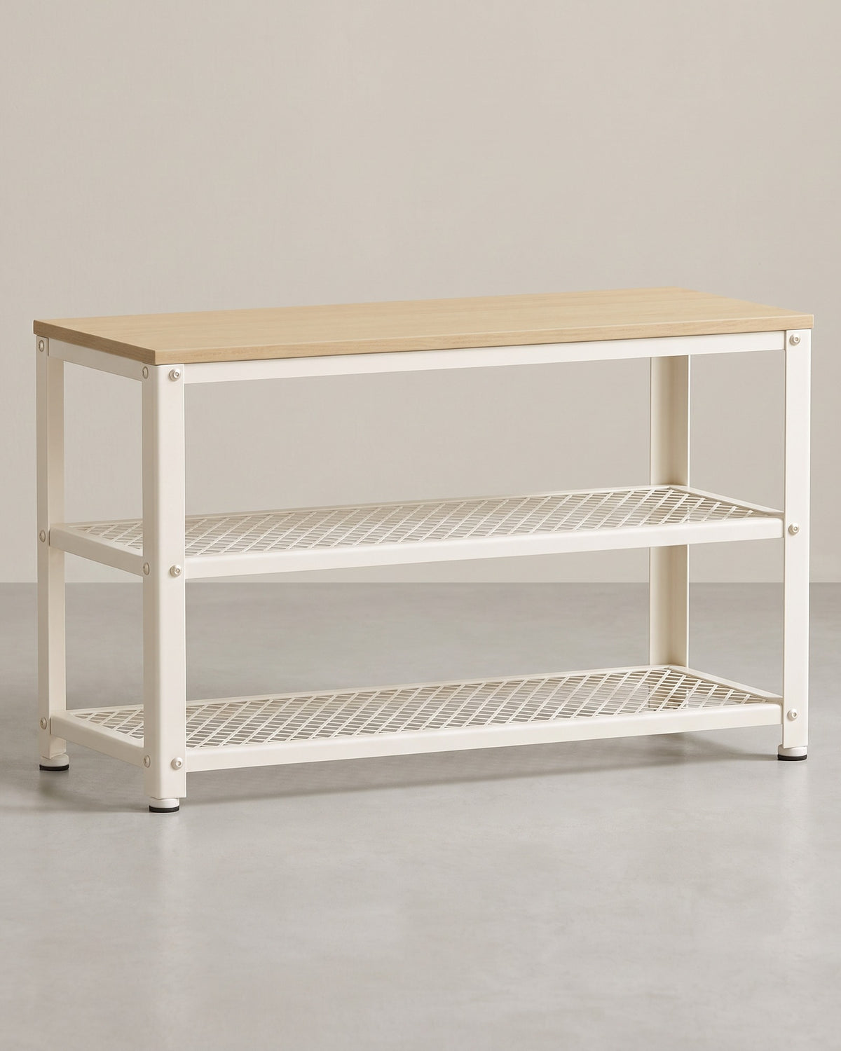 Schoenenbank met 2 Gaasplanken – Zitbank tot 90 kg – Stalen Frame & Verstelbare Voetjes – 73 cm