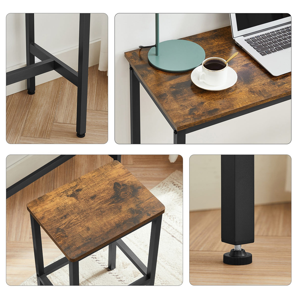 Bartafel met 2 Barkrukken – Smalle Bartafelset – Industrieel Design – 100 x 40 x 90 cm