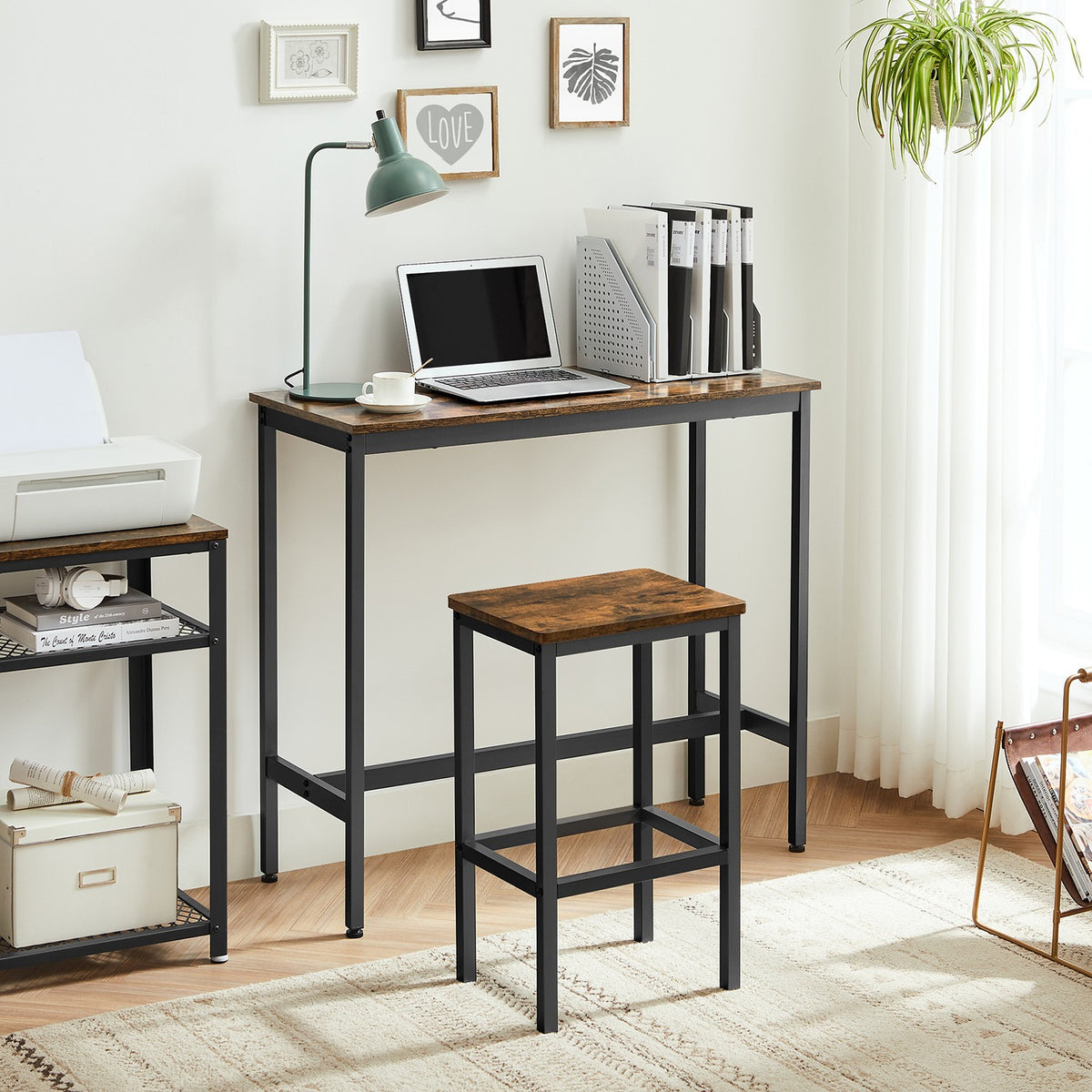 Bartafel met 2 Barkrukken – Smalle Bartafelset – Industrieel Design – 100 x 40 x 90 cm