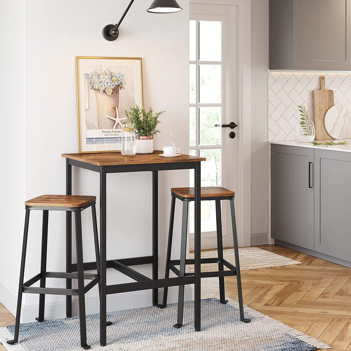 Bartafel Vierkant – Hoge Statafel in Industrieel Design – Verstelbare Voetjes – 60 x 60 x 92 cm