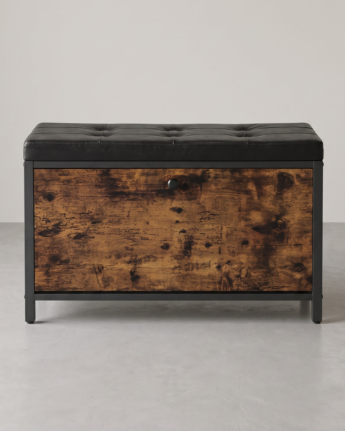 Gestoffeerde Schoenenbank met Klepvak – Chesterfield-Look – Industrieel – 80 cm