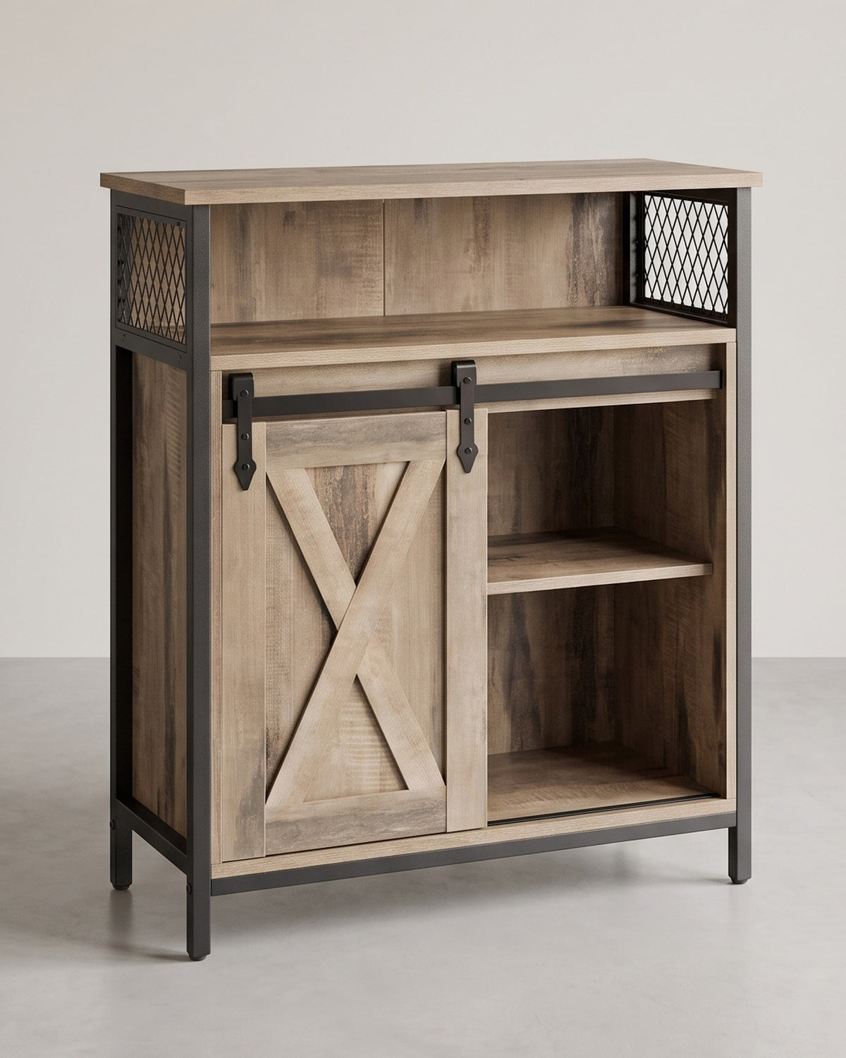 Keukenkast met Schuifdeur – Landelijke Stijl – Open Vak en Binnenplank – 70 x 30 x 80 cm