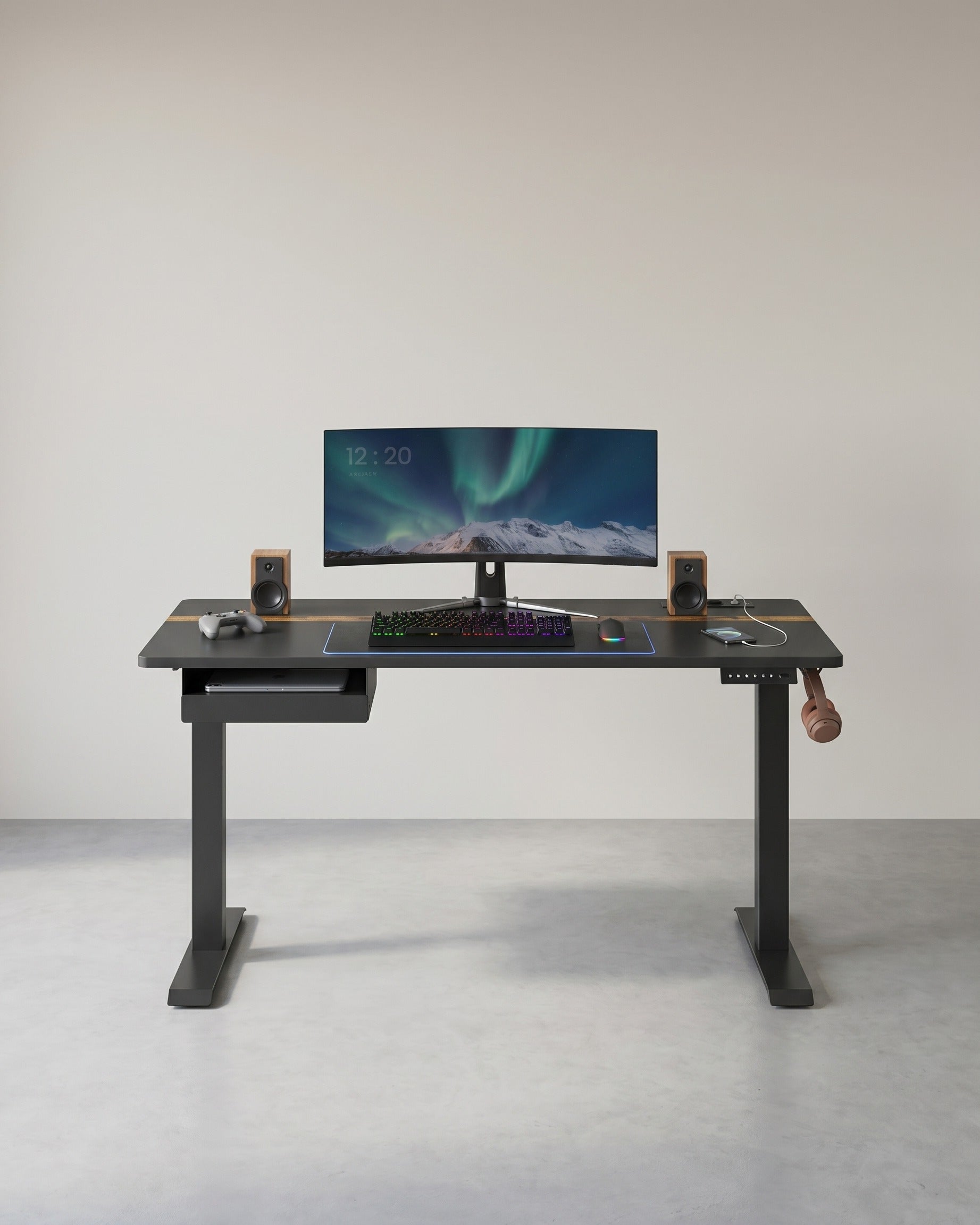 Zit Sta Bureau Elektrisch – Met Stopcontact – Geheugenfunctie – Lade en Haken