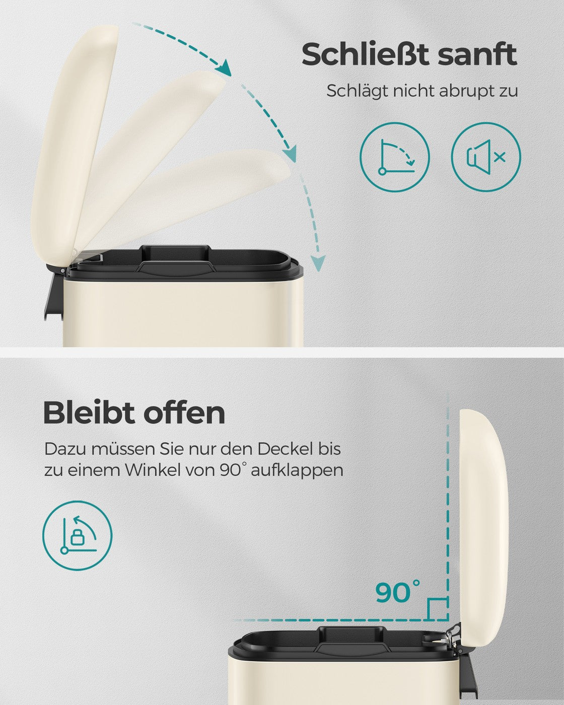 Pedaalemmer 30 Liter – Prullenbak met Softclose-deksel – Uitneembare Binnenemmer – 34 x 25 x 61,5 cm