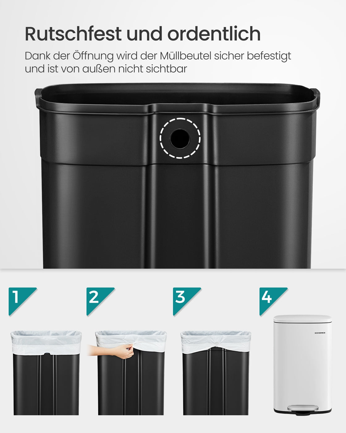 Pedaalemmer 50 Liter – Stalen Prullenbak met Softclose-deksel – Uitneembare Binnenemmer – Wit