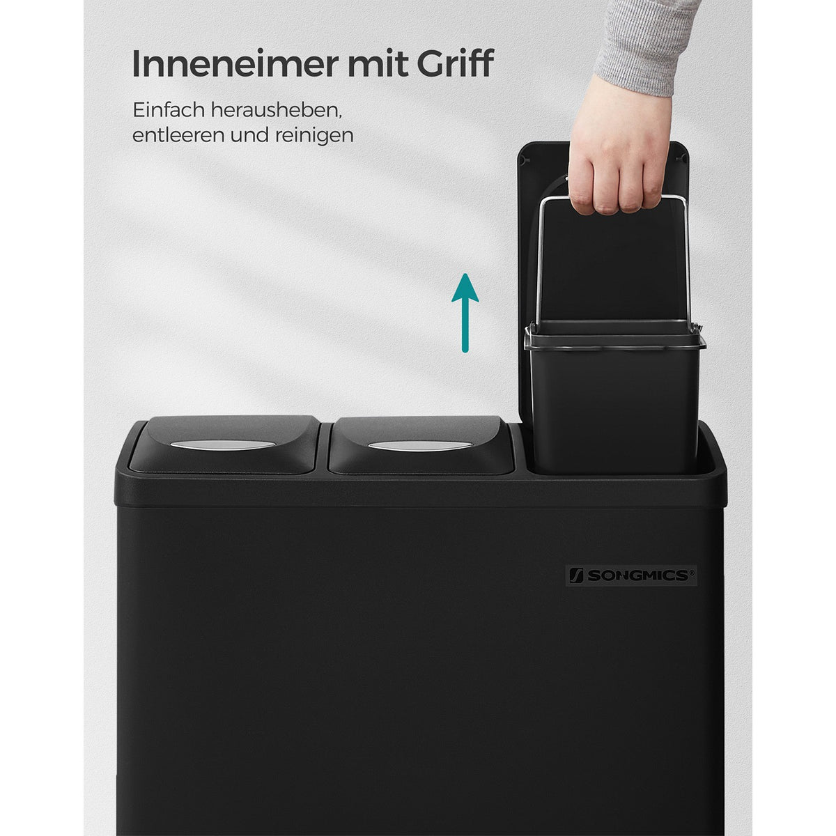 Prullenbak met 3 Vakken – Pedaalemmer voor Afvalscheiding – 3 x 8 Liter – Uitneembare Binnenemmers