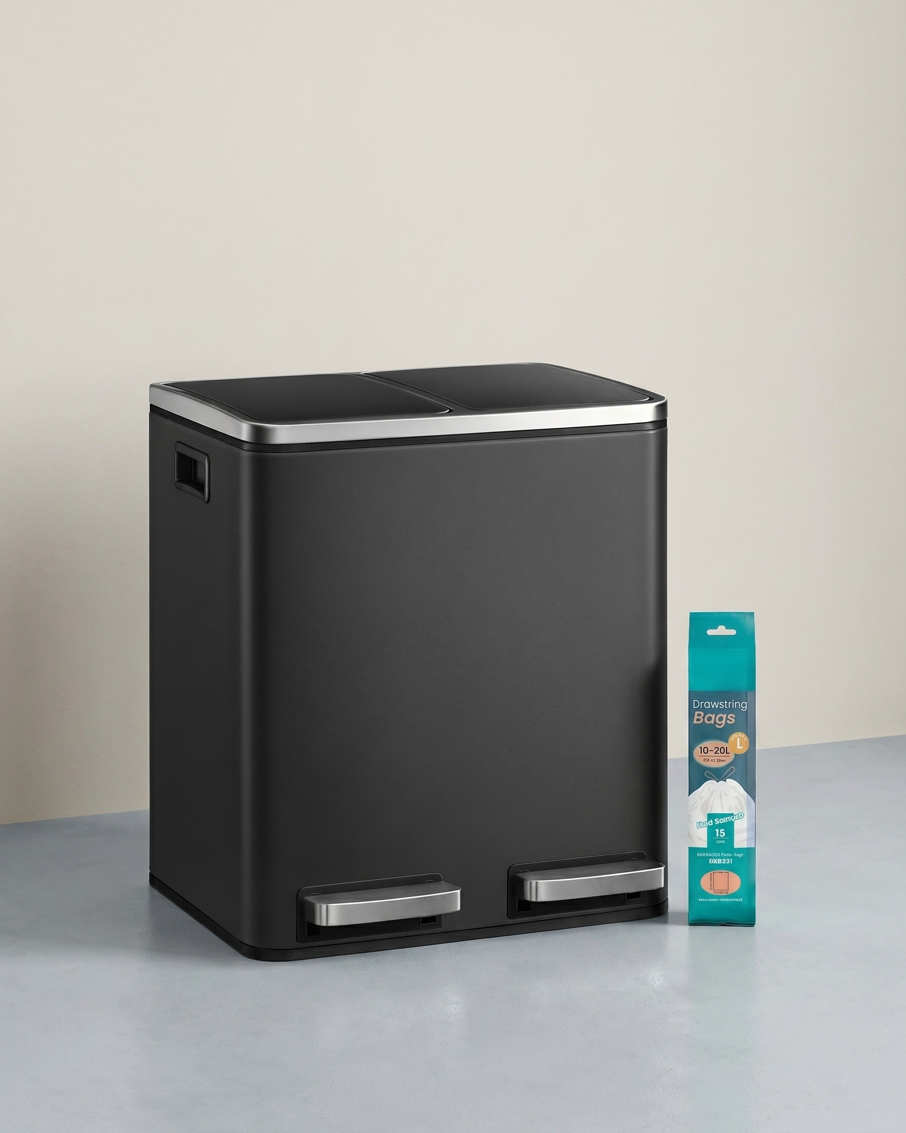 Dubbele Pedaalemmer 2 x 15 L – Afvalscheiding met Softclose – RVS Prullenbak met Binnenemmers