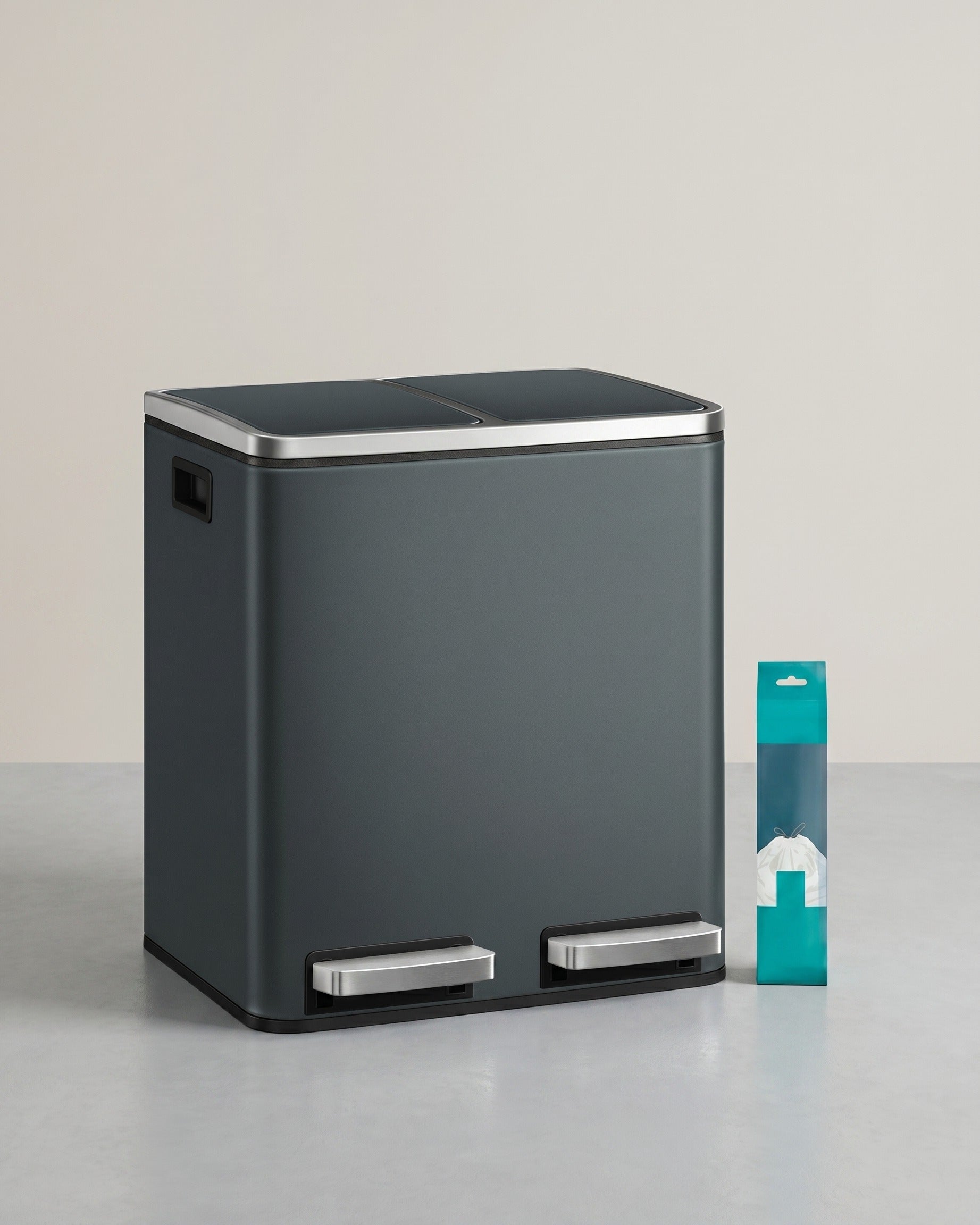 Dubbele Pedaalemmer 2 x 15 L – Afvalscheiding met Softclose – RVS Prullenbak met Binnenemmers