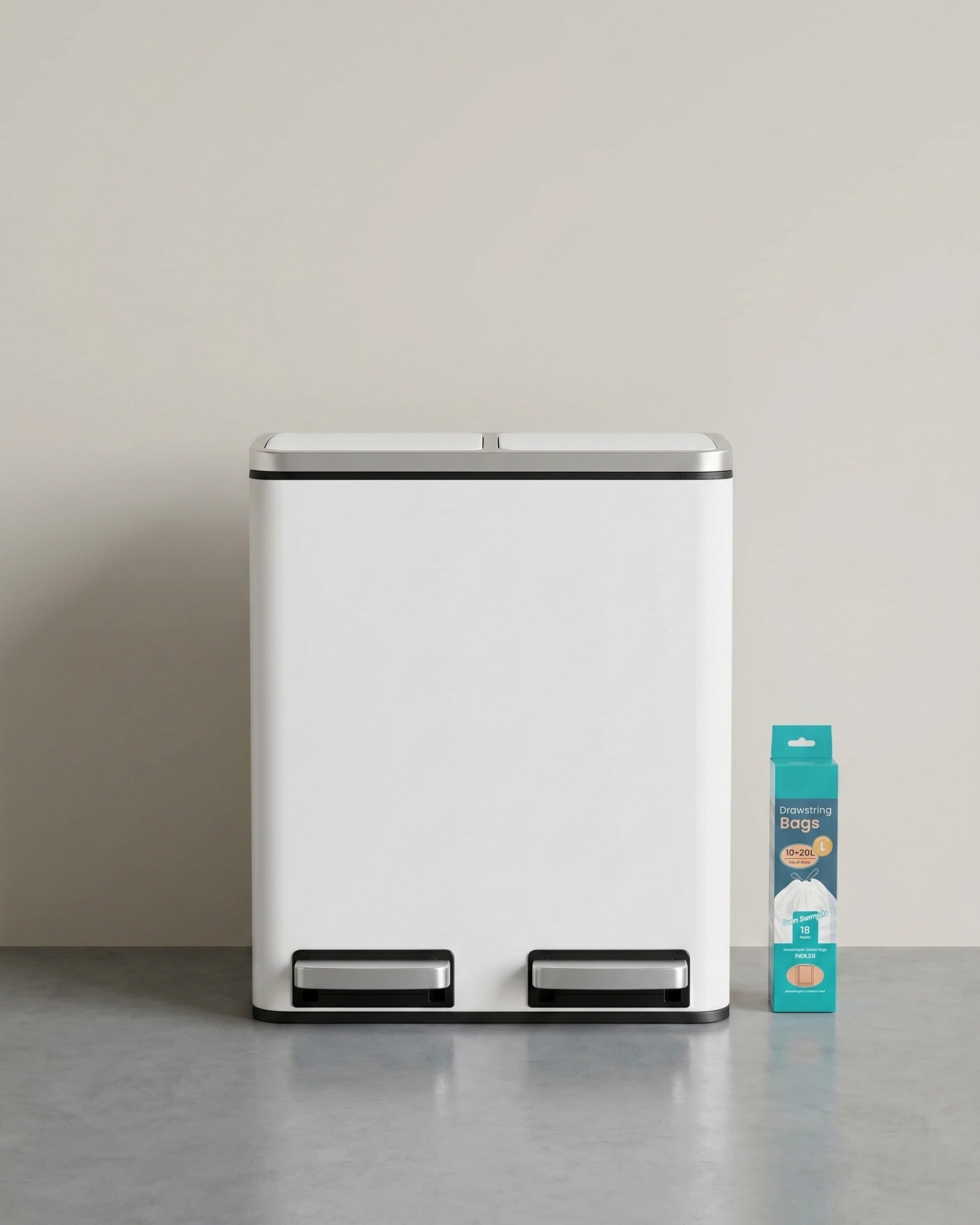 Dubbele Pedaalemmer 2 x 15 L – Afvalscheiding met Softclose – RVS Prullenbak met Binnenemmers