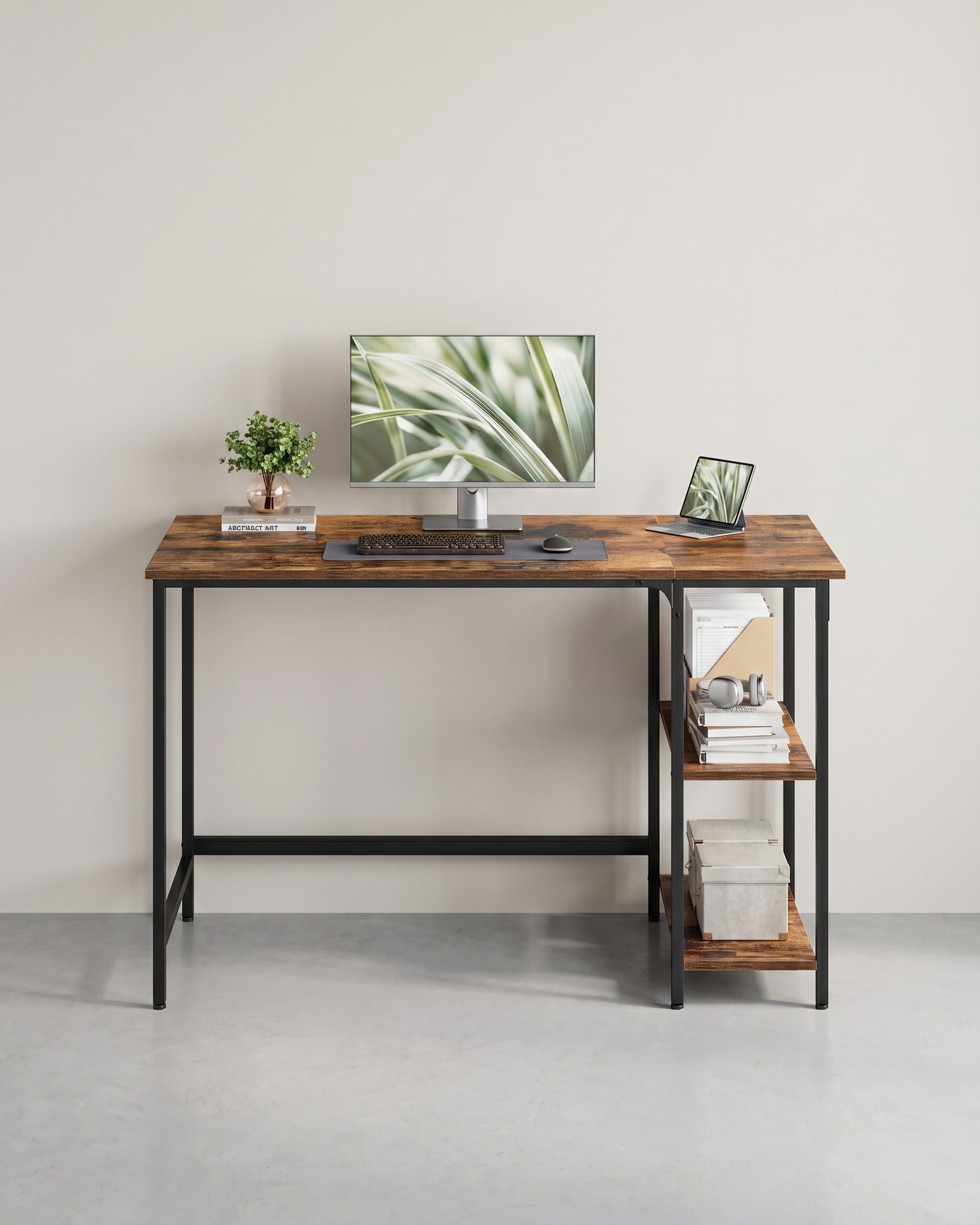Bureau Industrieel – Computertafel met 2 Legplanken Links of Rechts