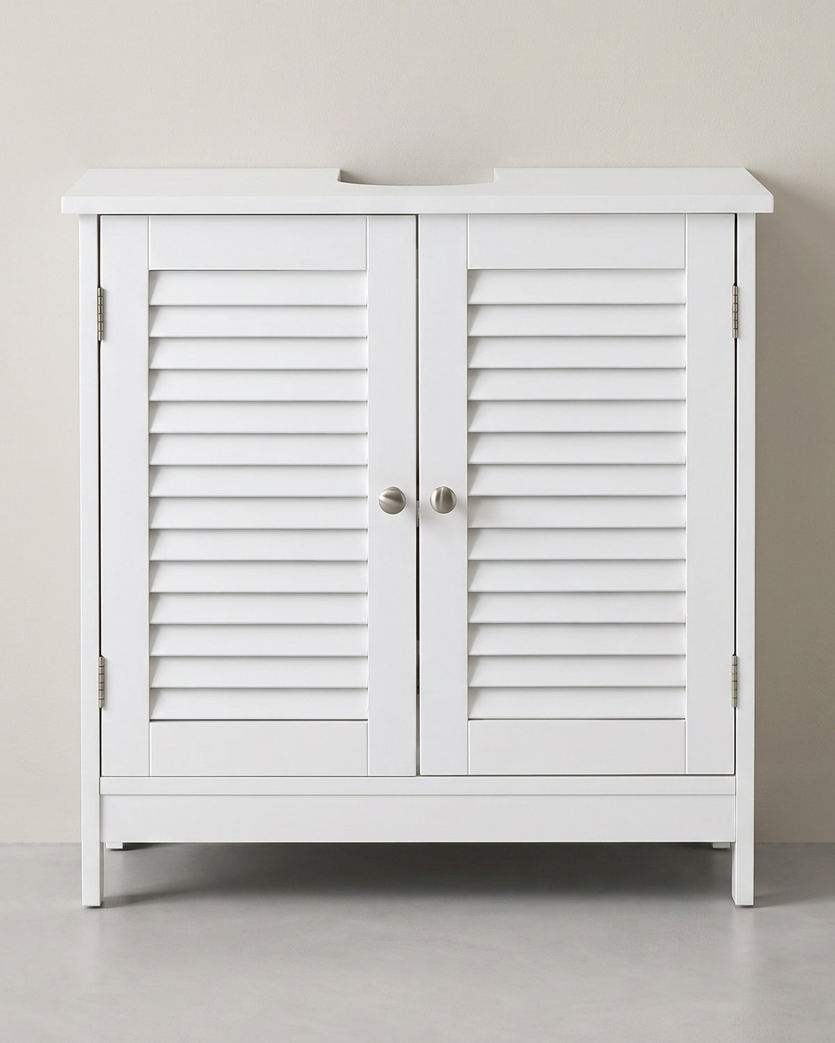 Wastafelonderkast met Lamellendeuren – Mat Wit – Verstelbare Plank – 60 x 30 x 60 cm