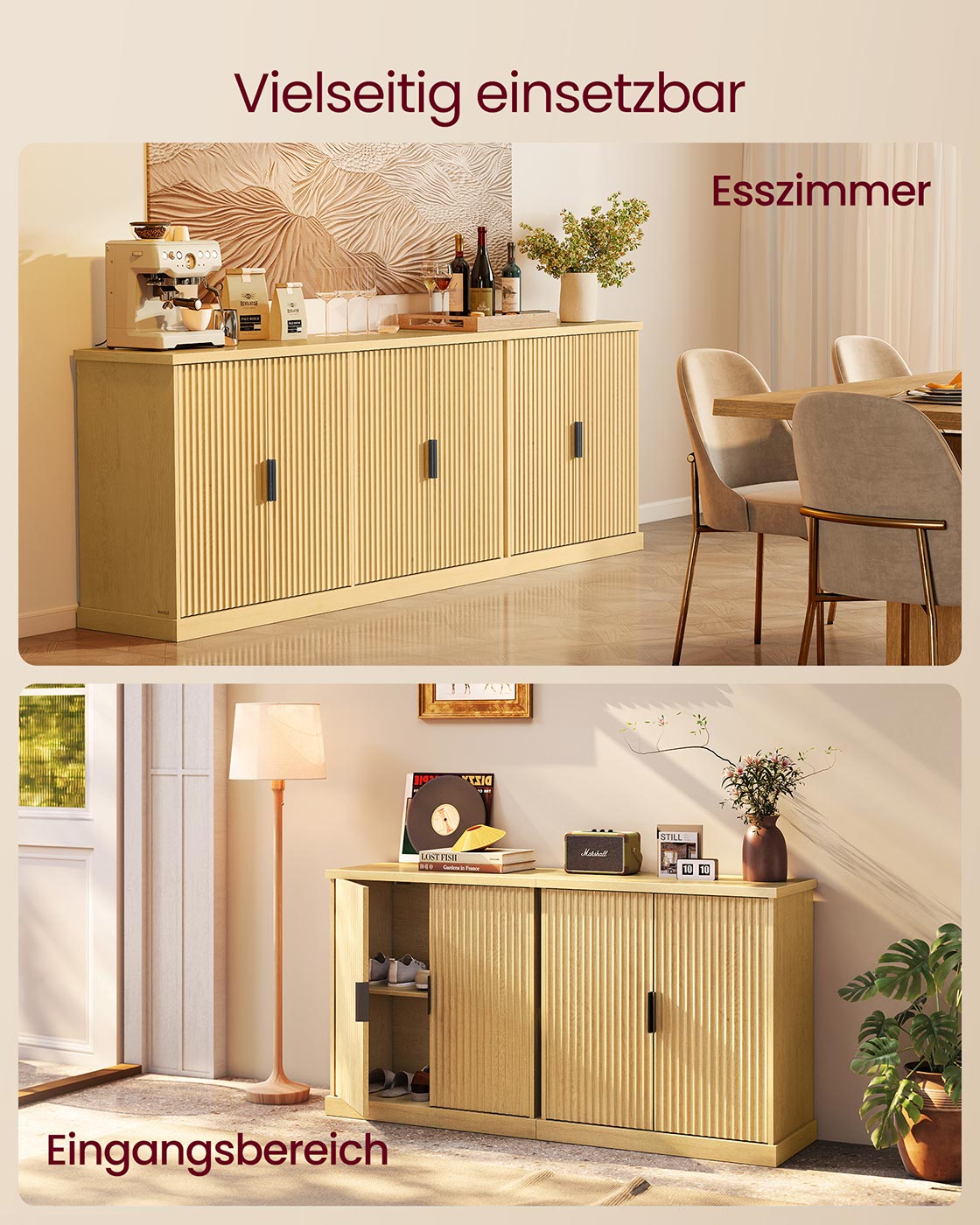 Dressoir kabeldoorvoer en gedempte scharnieren