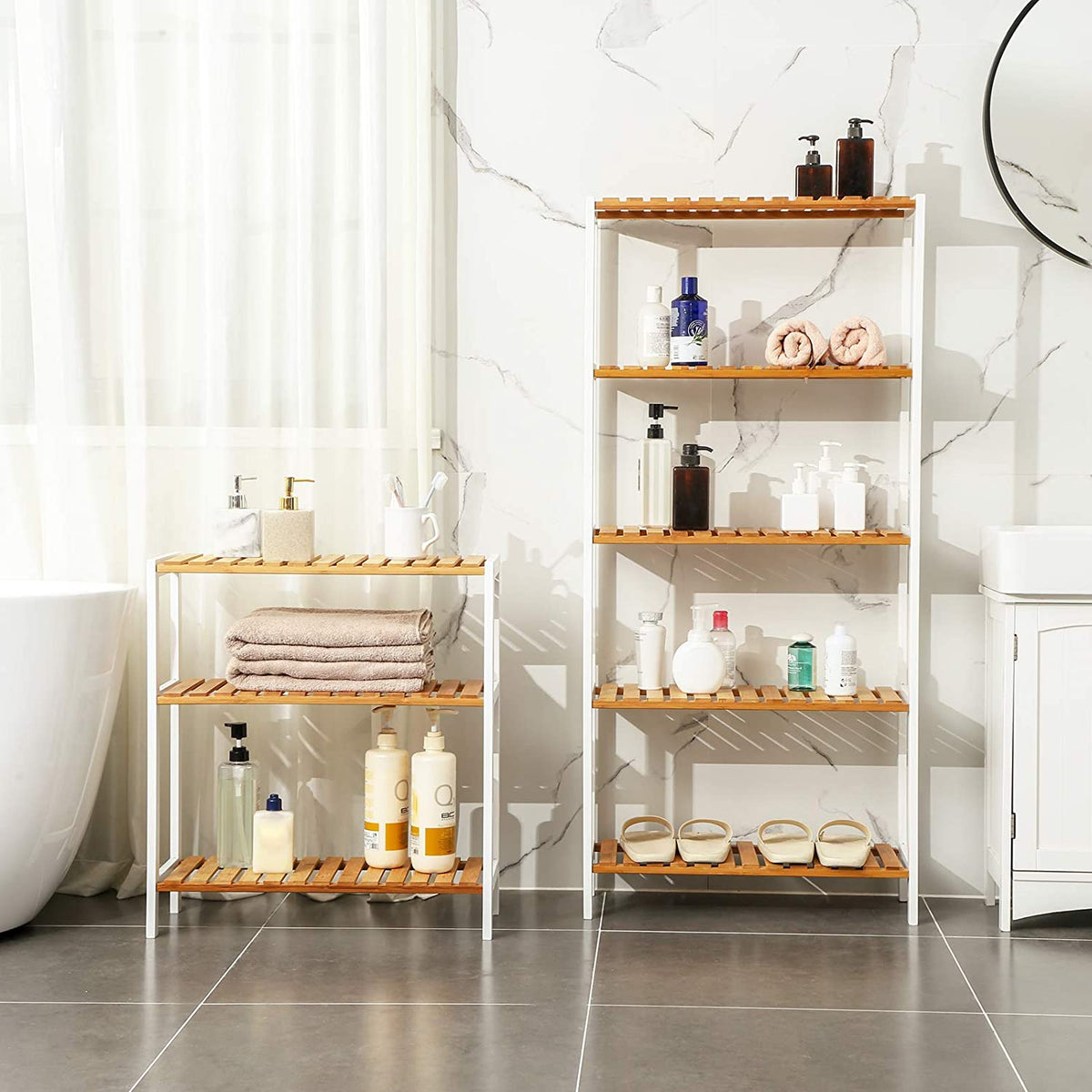 Bamboe Rek met 3 Planken – Opbergrek voor Badkamer, Hal of Keuken – 60 x 26 x 66 cm