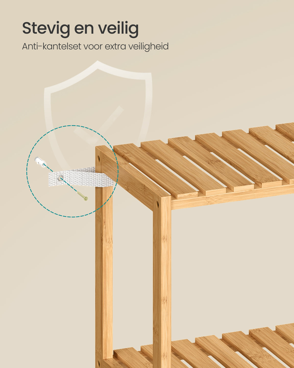 Bamboe Rek met 3 Planken – Opbergrek voor Badkamer, Hal of Keuken – 60 x 26 x 66 cm
