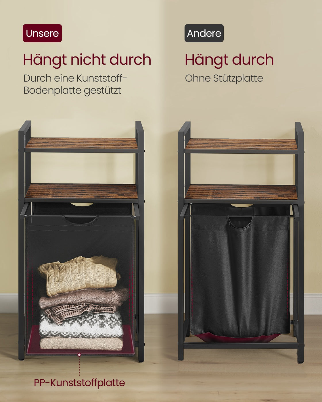 Wasmand en 2 Opbergplanken - Ideaal voor Wasgoed en Badaccessoires