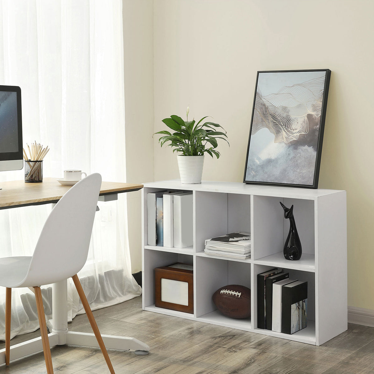 Boekenkast met 8 Vakken – Staand of Liggend als TV-meubel – Vintage Bruin – 65,5 x 30 x 129,5 cm