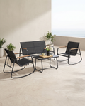 Tuinset 4-delig - Balkonset - 2 Stoelen en Bankje met Bijzettafel
