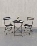 Balkonset 3-Delig – Opklapbare Tafel met 2 Stoelen – Weerbestendig Stalen Frame – voor Balkon & Terras