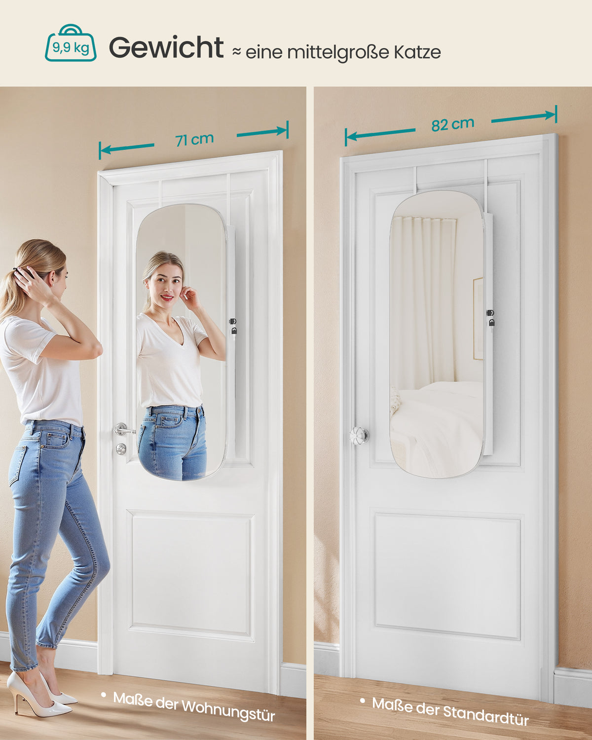 Hangende Sieradenkast met Spiegel – Afgeronde Hoeken – Binnenspiegel & Verlichting – 108 cm