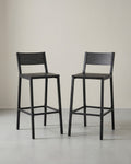 Industriële Barstoelen Set van 2 - Vintage Houtlook - Met Rugleuning