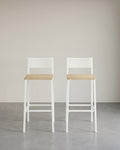Industriële Barstoelen Set van 2 - Vintage Houtlook - Met Rugleuning
