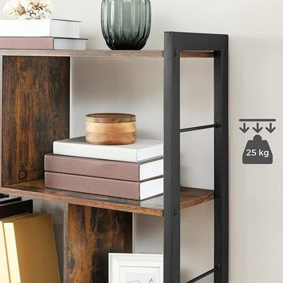 Industriële Boekenkast met 4 Niveaus – Stalen Frame – Verstelbare Voetjes – 74 x 30 x 154,5 cm