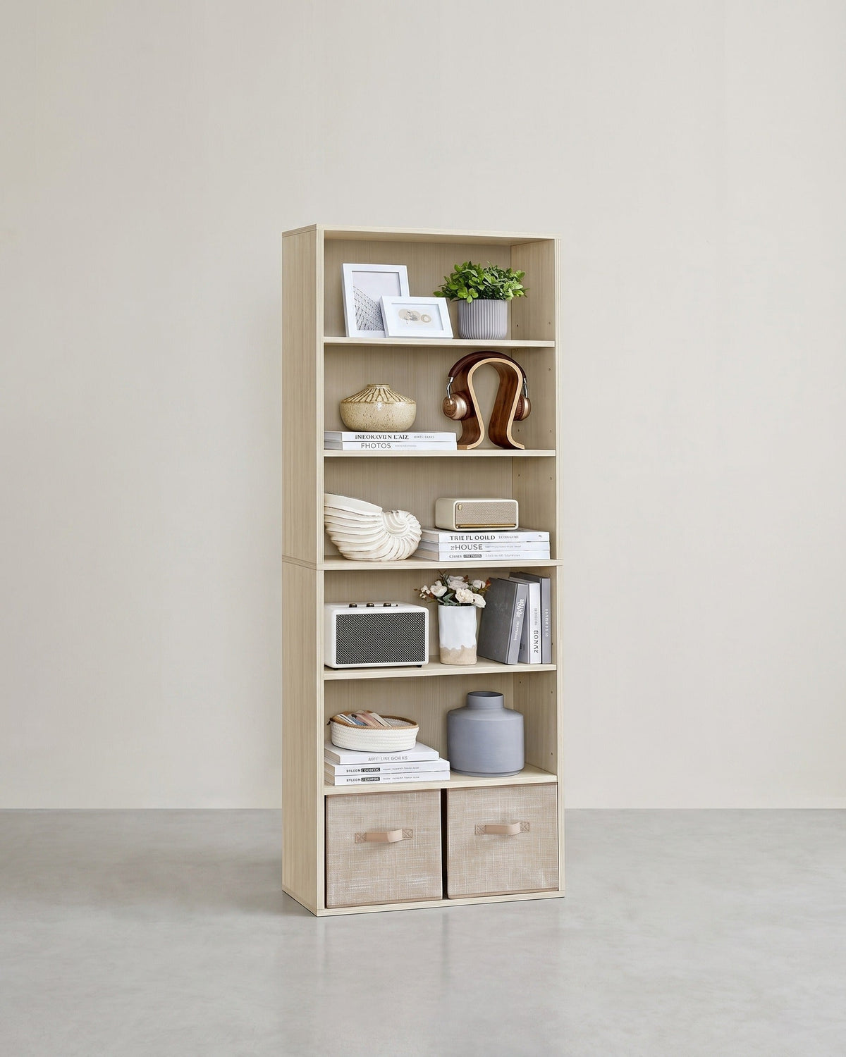 Boekenkast met Verstelbare Planken – Scandinavisch Design – Wit – 60 cm Breed