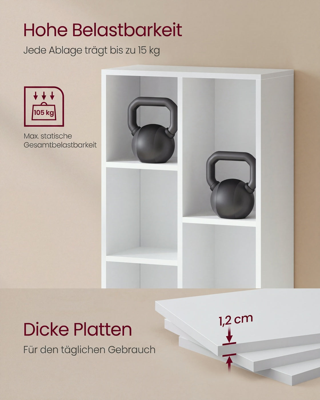 Boekenkast – Opbergkast – 5 of 7 Vakken – 50 x 24 x 80 of 106 cm