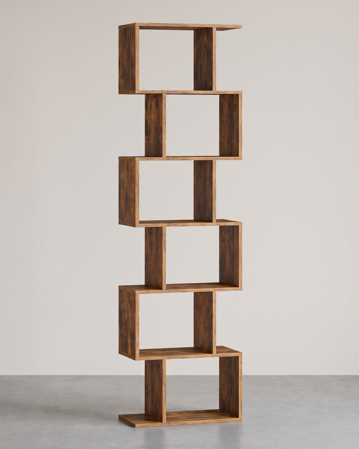 S-vormige Boekenkast – Open Zigzag Kast met 5 of 6 Niveaus – Spaanplaat – 40 of 70 cm Breed