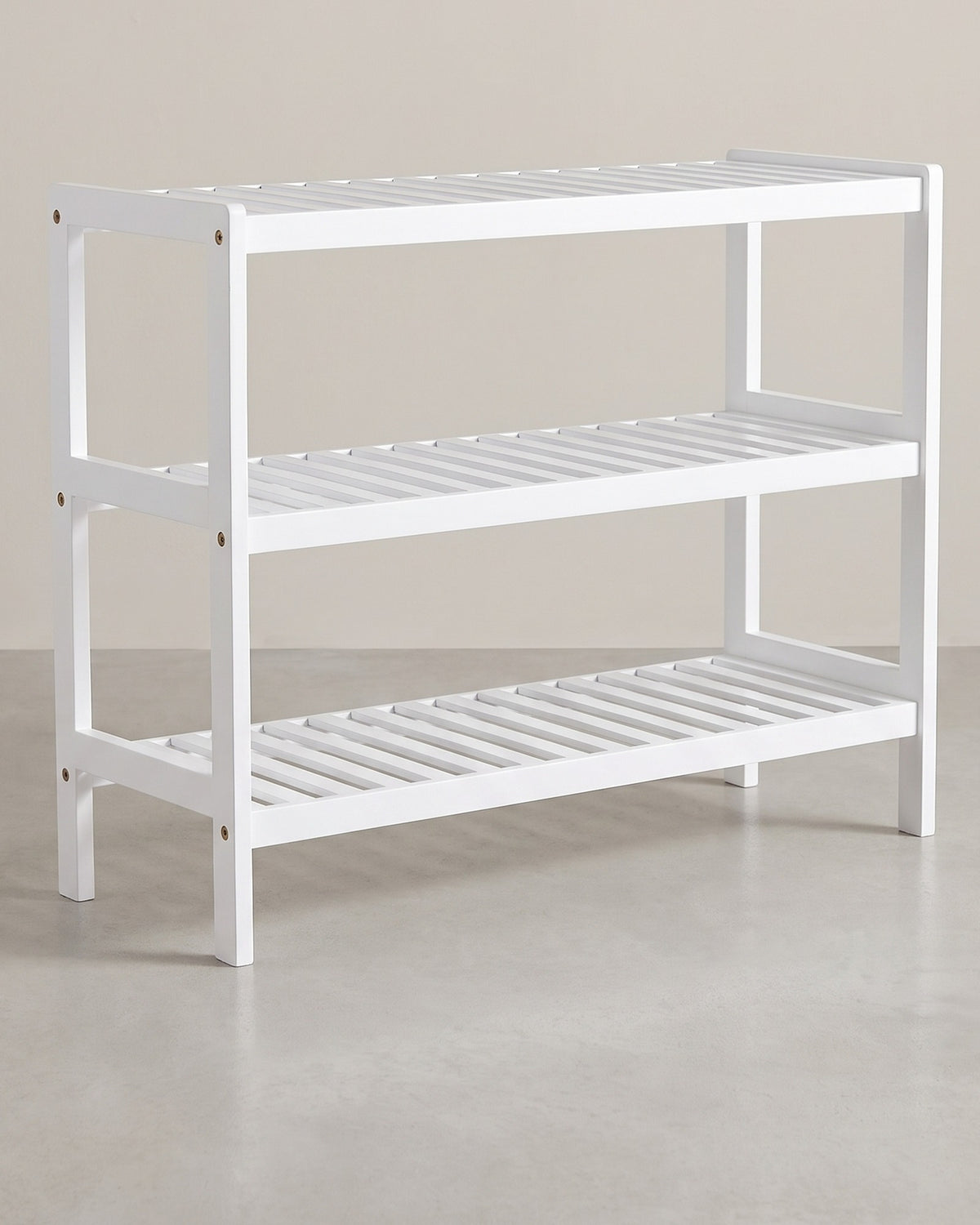 Bamboe Schoenenrek Wit – 3 Etages – Open Opbergrek voor Hal of Badkamer – 70 x 26 x 55 cm