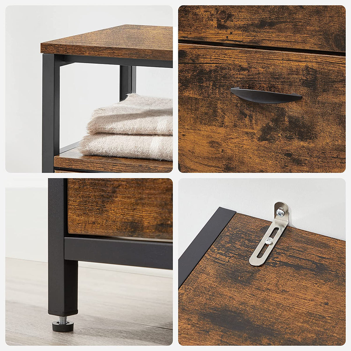 Schoenenkast met 4 Kleppen – Open Plank – Industrieel Stalen Frame – 98 x 95 cm