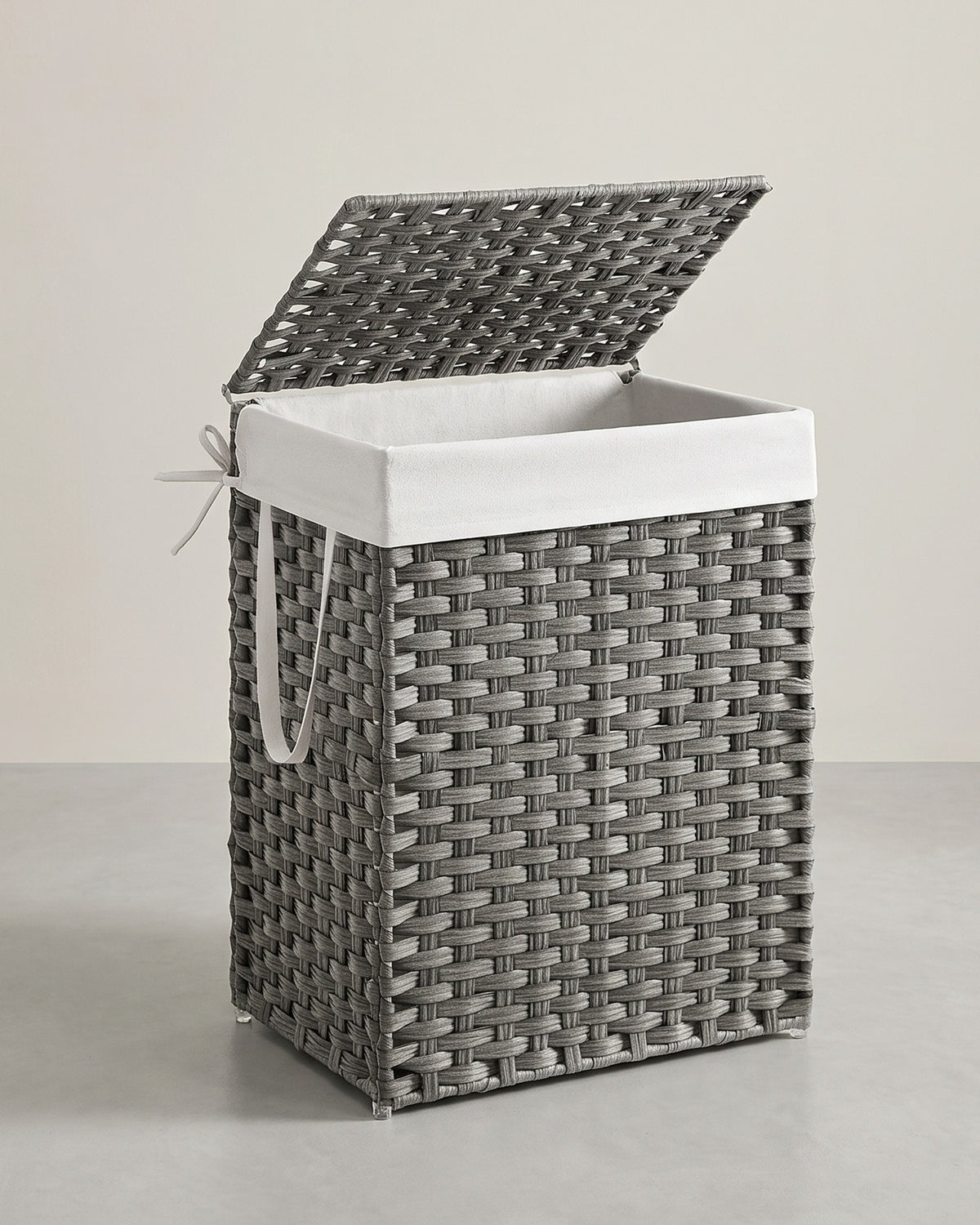 Wasmand van Handgevlochten Kunststof Rotan – Met Deksel en Uitneembare Waszak – 90 of 160 Liter