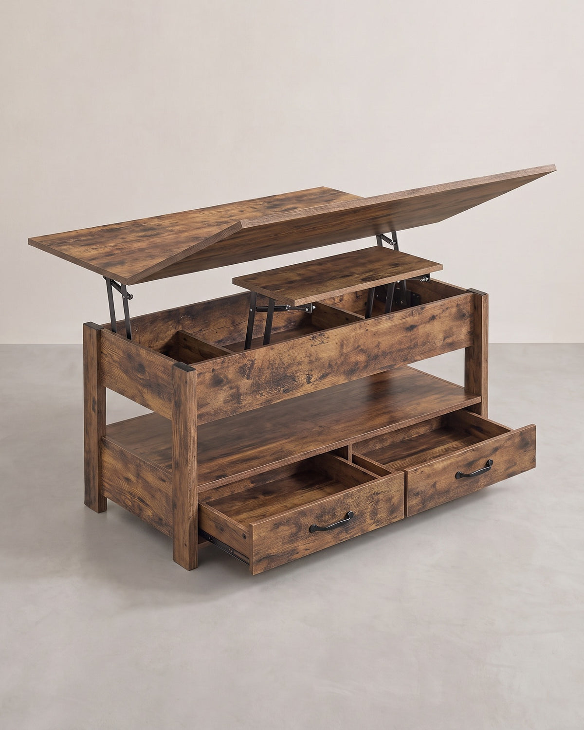 Salontafel Met Opklapbaar Blad en Verborgen Opbergruimte – Multifunctioneel, Verstelbaar en Modern Ontwerp – 100 cm Breed