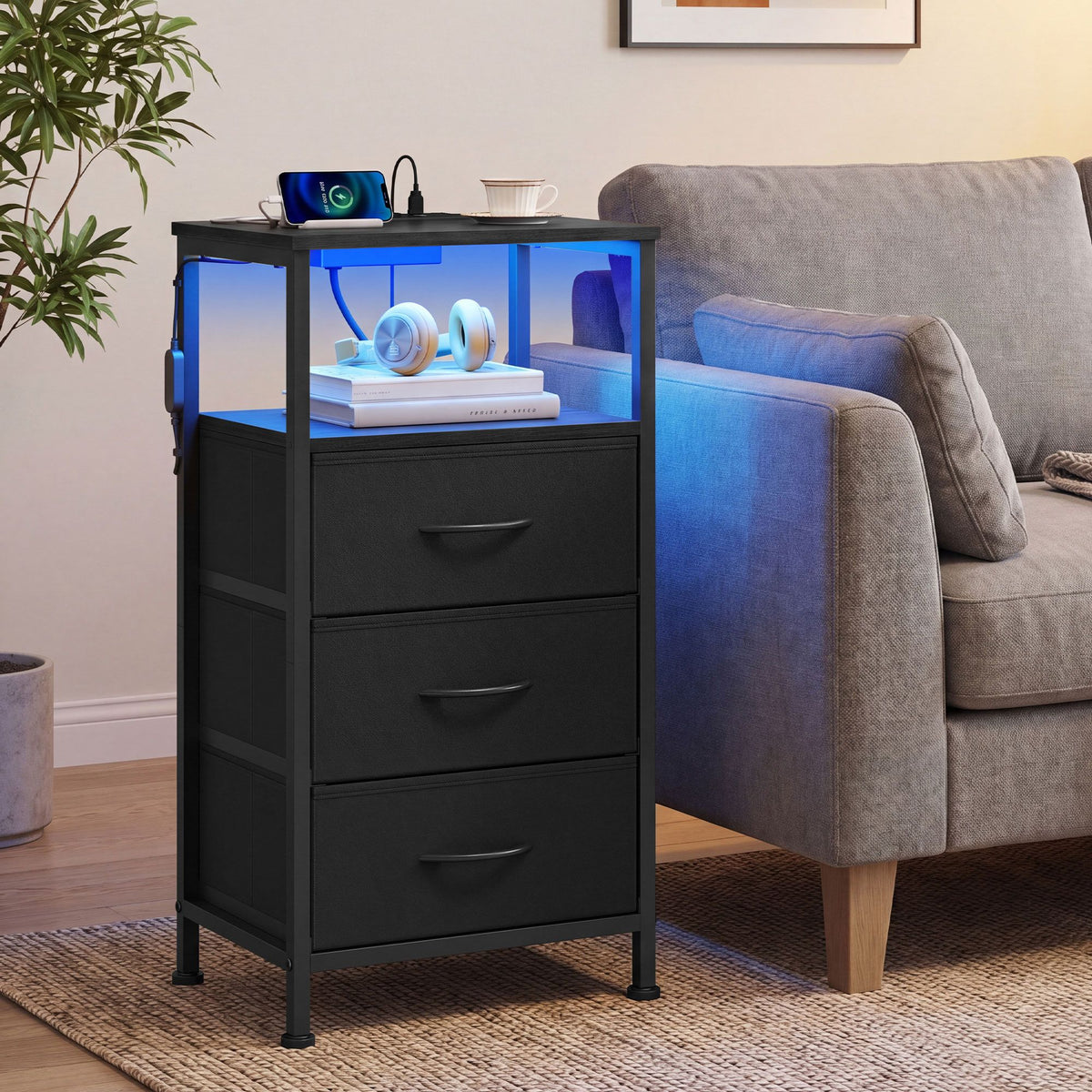 Nachtkastje - Bellah Collectie - Laadstation - App Gestuurde LED Verlichting