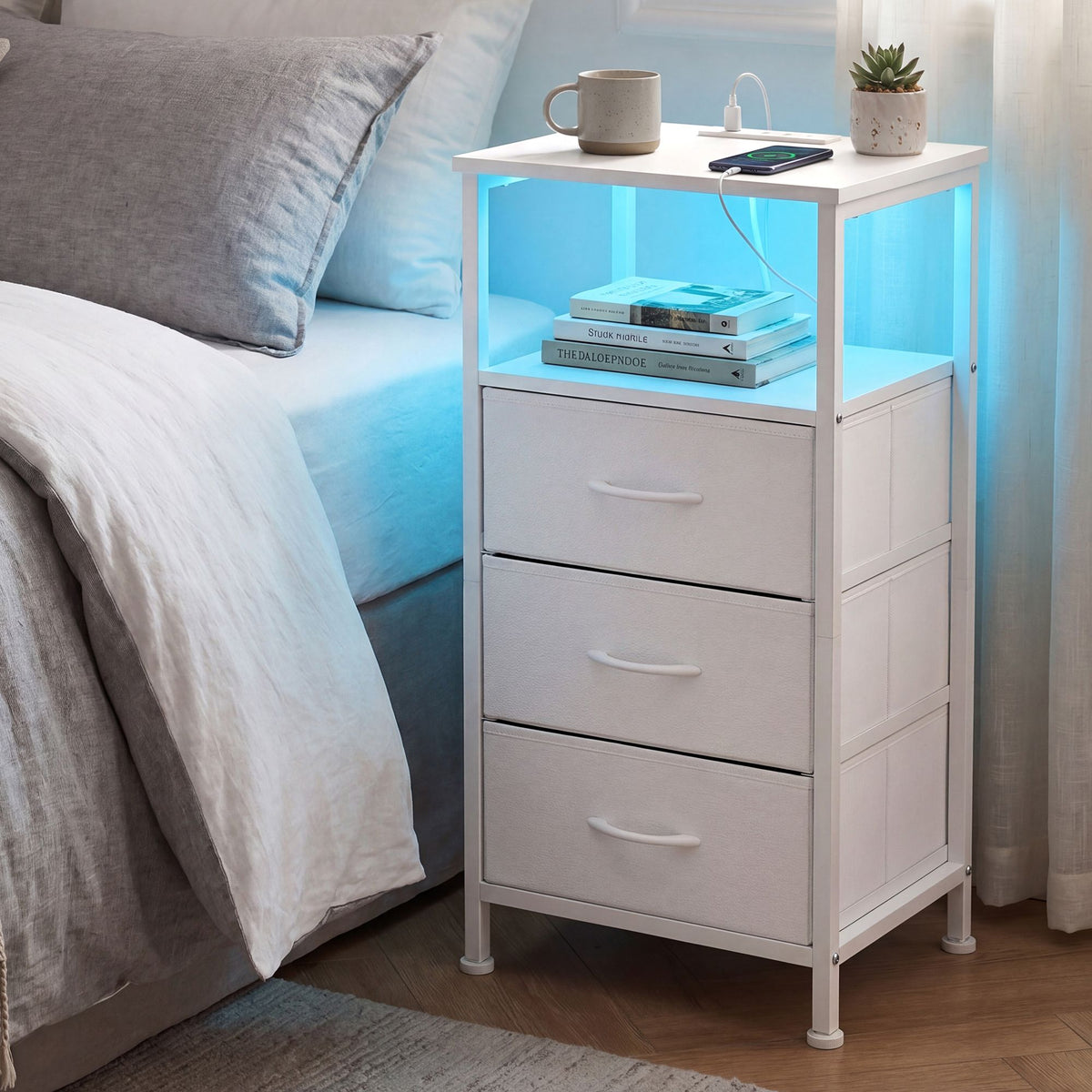 Nachtkastje - Bellah Collectie - Laadstation - App Gestuurde LED Verlichting