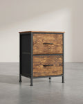 Bedkast – Commode met 4 stoffen lades – MDF en staal – 30 x 39,6 x 52,2 cm