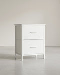 Bedkast – Commode met 4 stoffen lades – MDF en staal – 30 x 39,6 x 52,2 cm
