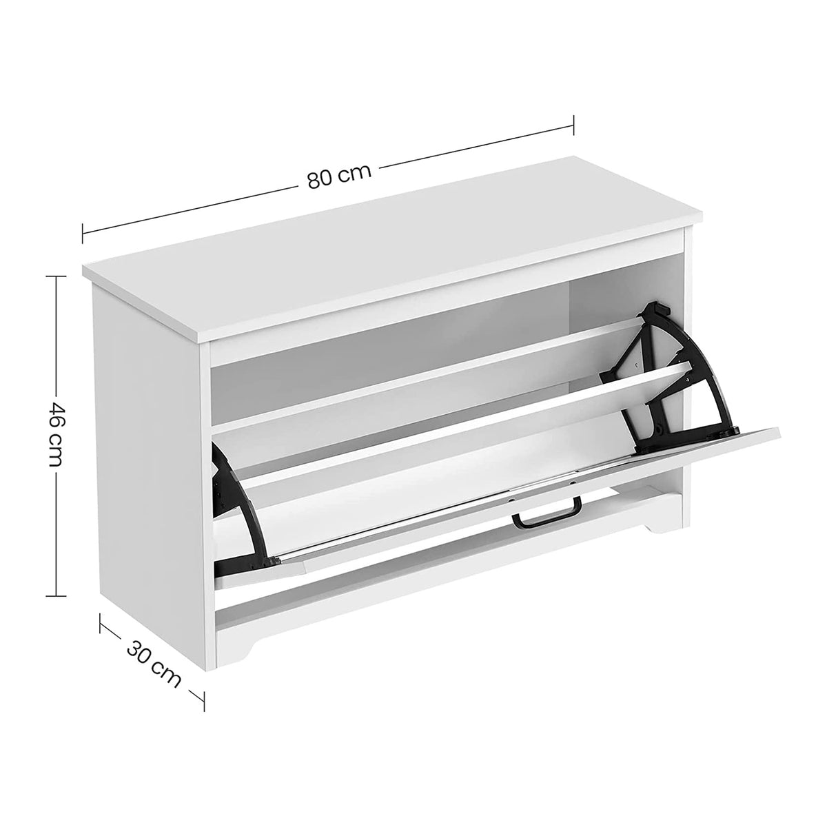 Schoenenbank met Klep – Kantelbaar Schoenenvak en Zitting – Tot 100 kg – Wit – 80 cm
