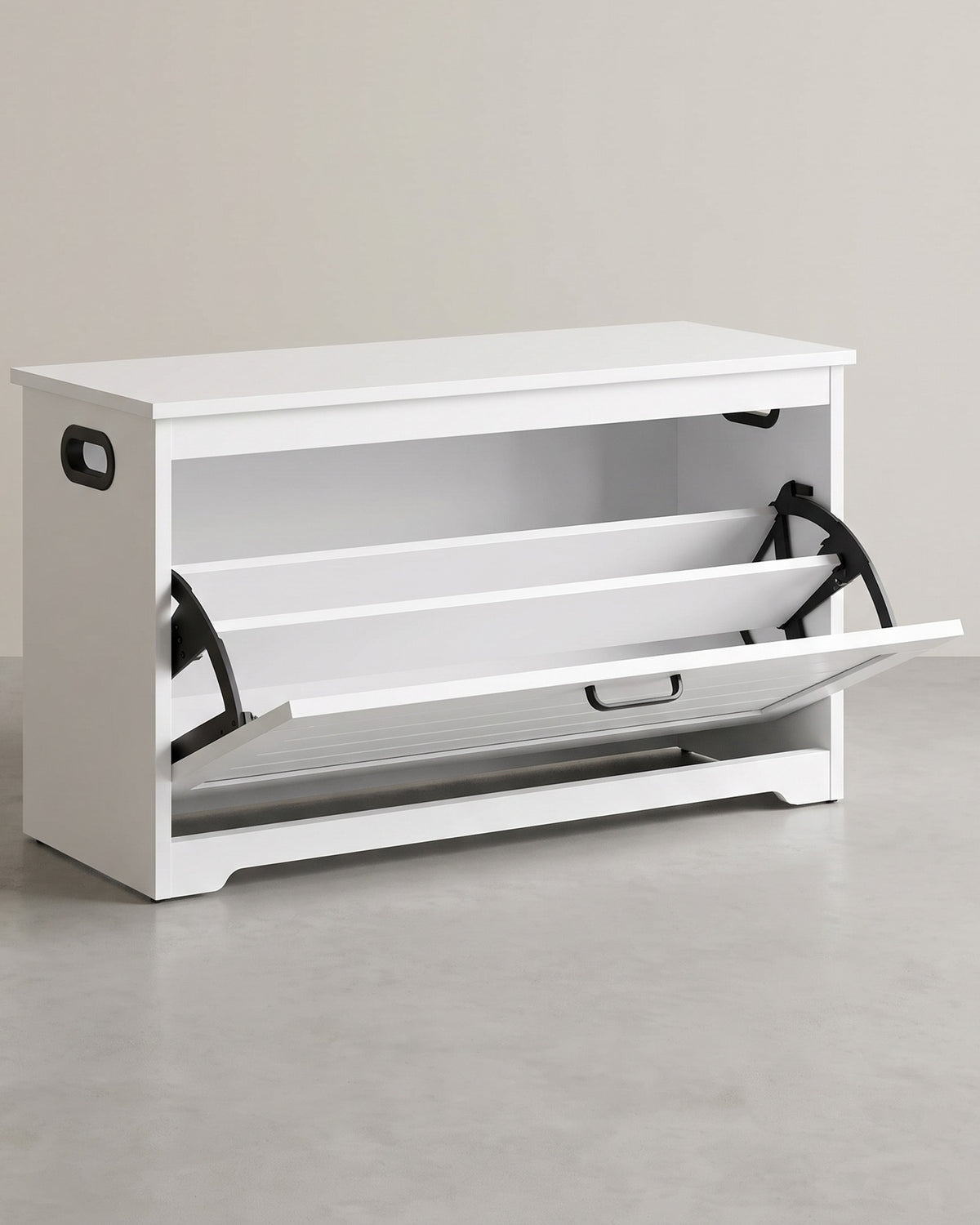 Schoenenbank met Klep – Kantelbaar Schoenenvak en Zitting – Tot 100 kg – Wit – 80 cm