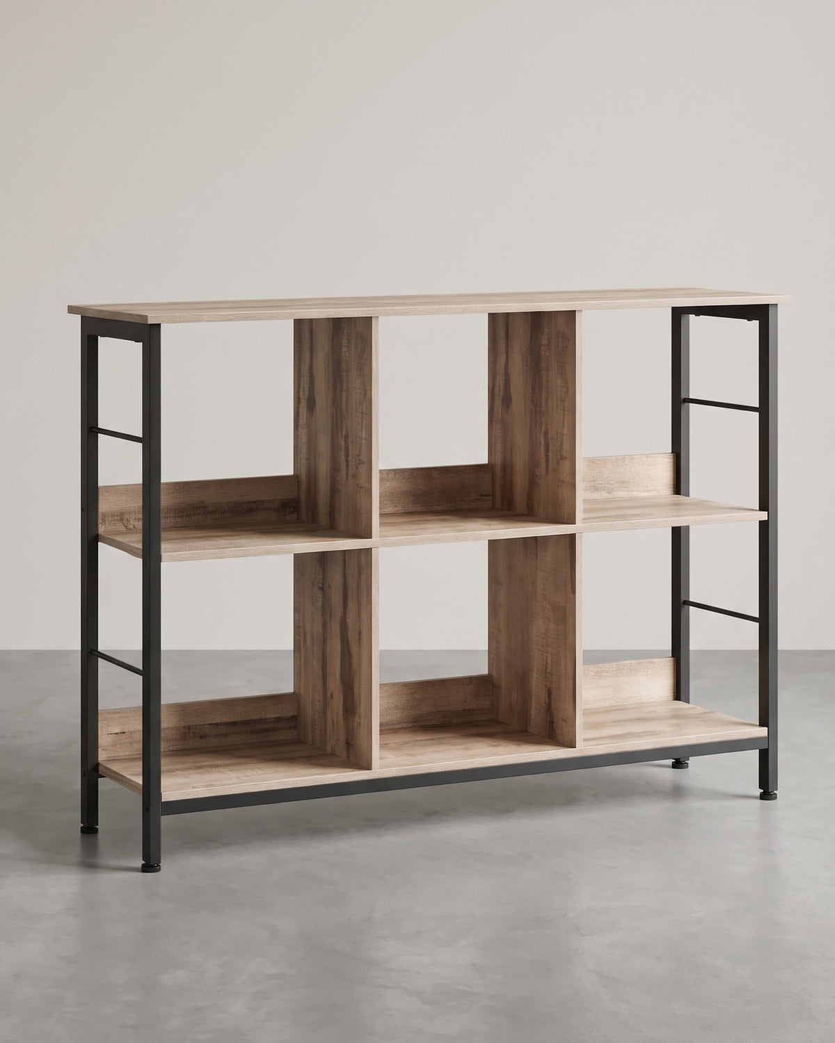 Lage Boekenkast met 6 Open Vakken – Industrieel – Stalen Frame & Verstelbare Voetjes – 120 x 33 x 80 cm