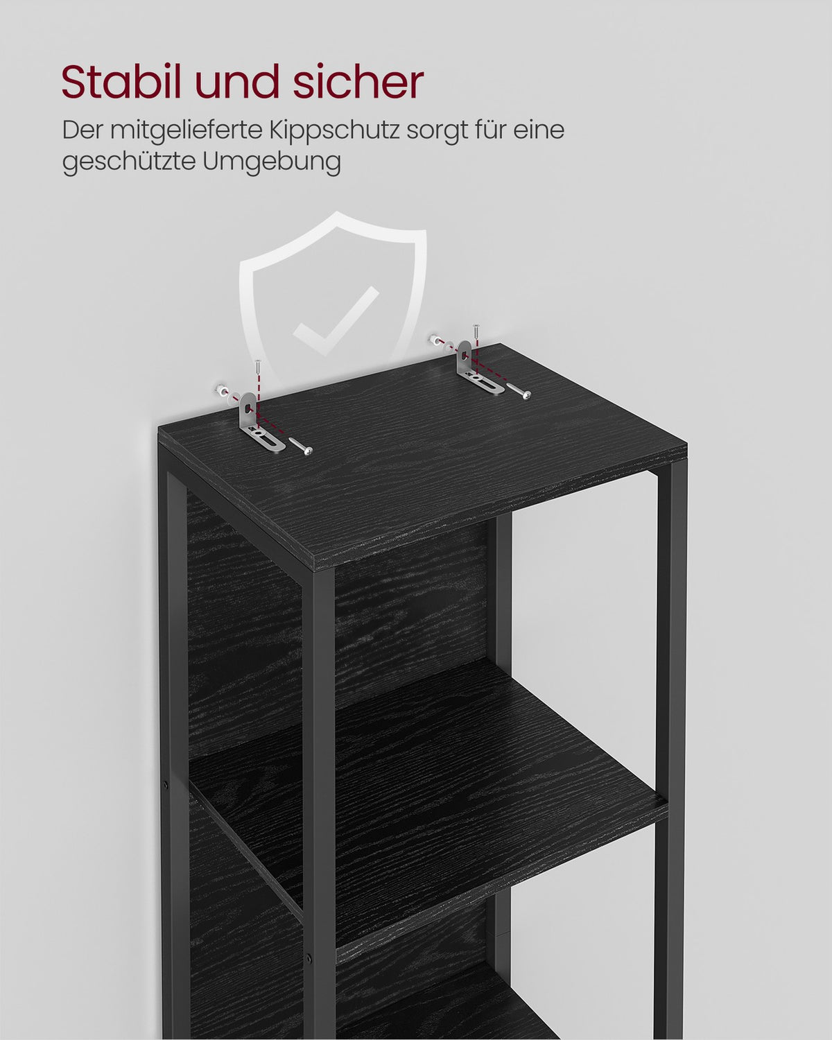 Smalle Boekenkast met LED-Verlichting – 6 Niveaus – 25 Lichtkleuren – Zwart – 40 x 30,3 x 178,6 cm