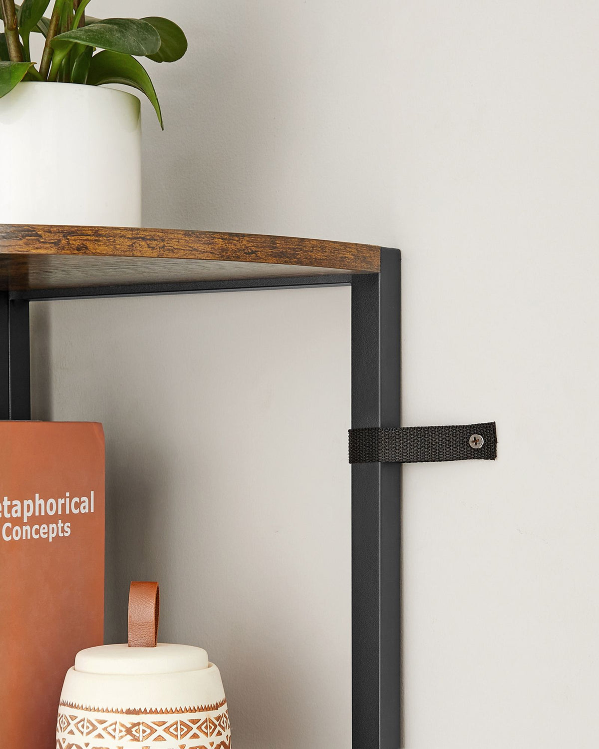 Hoekrek met 5 Planken – Staand Hoekregaal met X-Frame – Industrieel Design – 160 cm Hoog